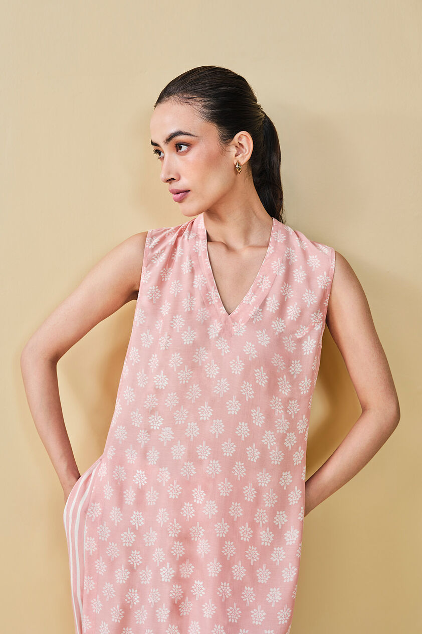 Sunshade Hand-block Printed Coord - Peach, Peach, image 7